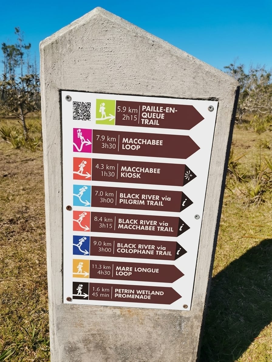 Black River Gorges Hiking Trail Signpost Petrin Mauritius